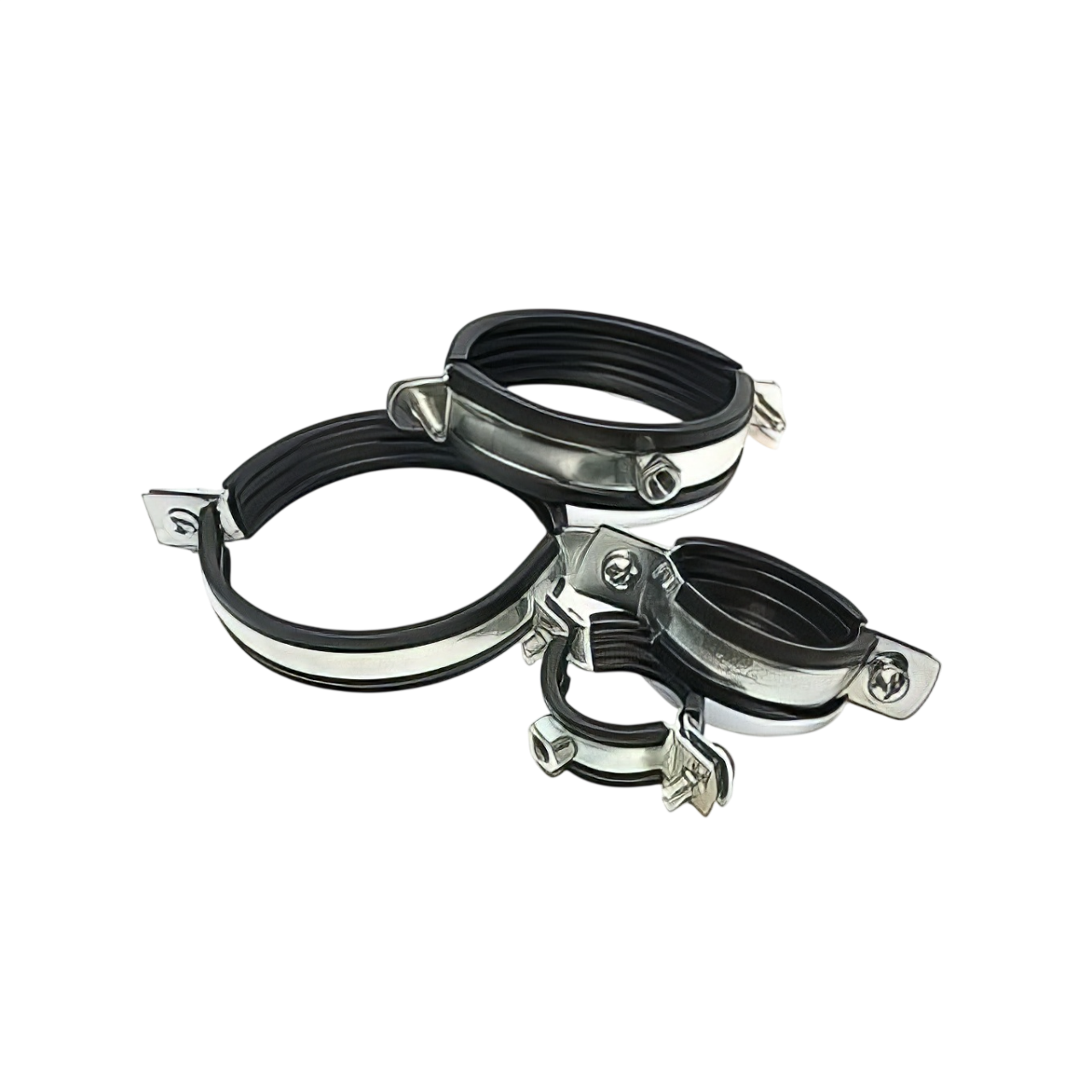 Трубный металлический хомут с резиновым профилем и гайкой 1 12(48-53) М8